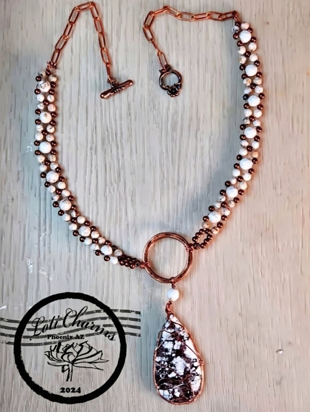 Genuine Crazy Horse Jasper Pendant In Natural White Turquoise Artisan  Necklace